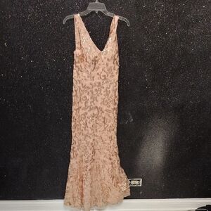 Elegant Pink Lace Evening Dress